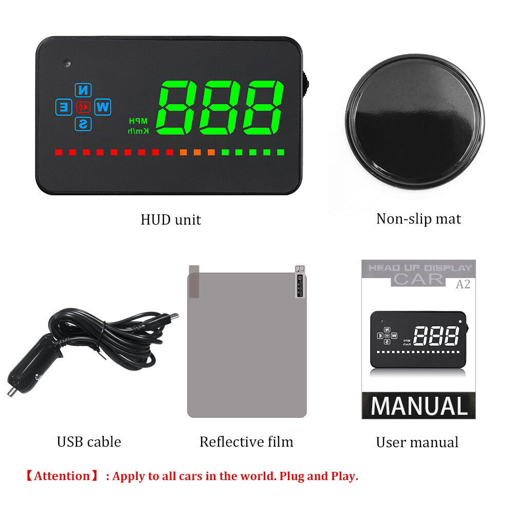 Car Digital HUD GPS Speedometer Head Up Display Overspeed MPH/KMH Warning Alarm Q