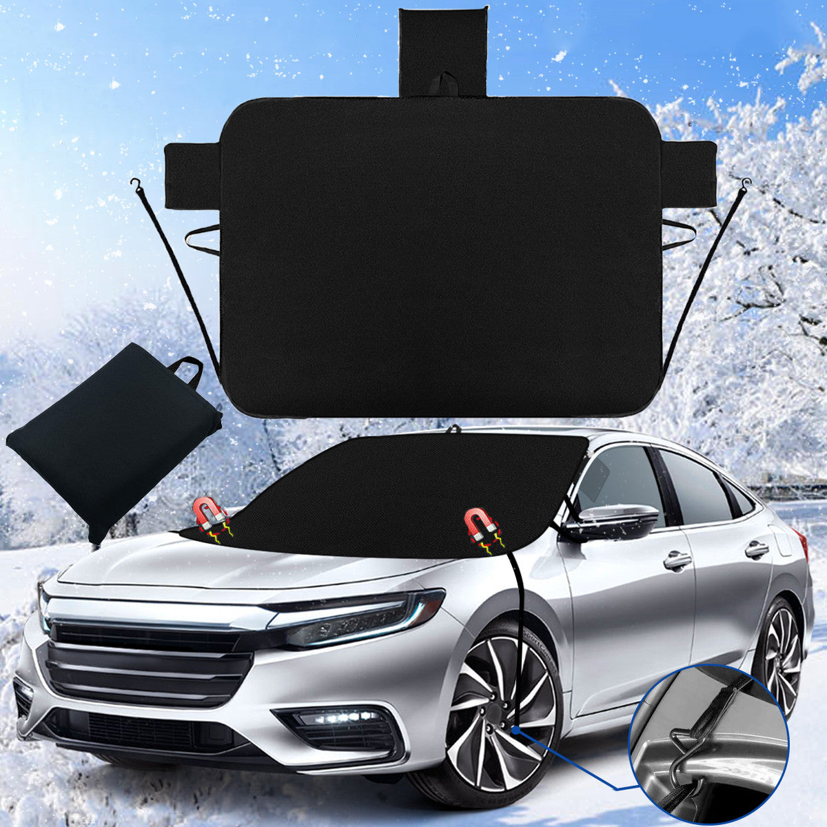 Suitable for Cadillac 4-layer automotive magnetic windshield snow cover, dust, ice, and sunshade. n