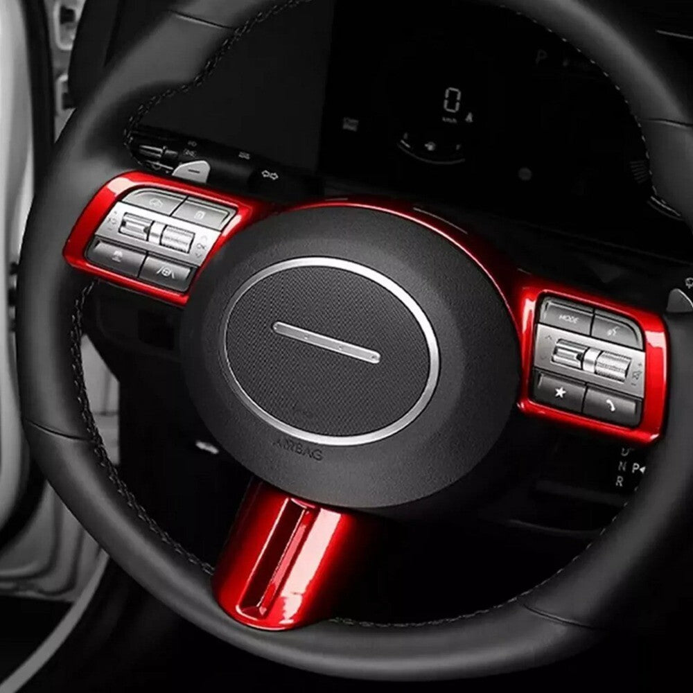 2pcs/set ABS Glossy RED Steering Wheel Cover Trim Replace for Hyundai Kona 2024 n