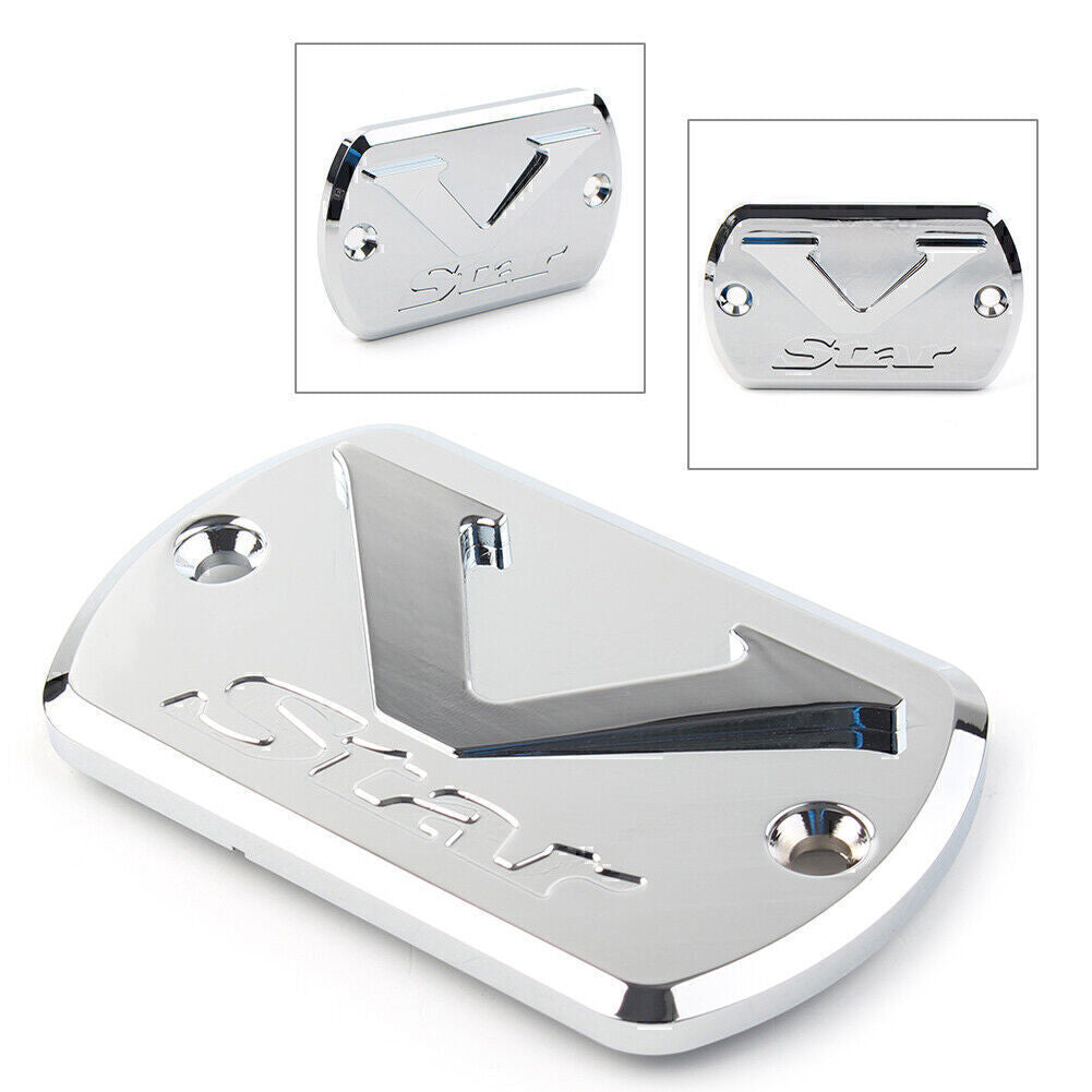 Front Brake Fluid Cap Reservoir Cover Fit for Yamaha V Star XVS 650/1100 Chrome Q