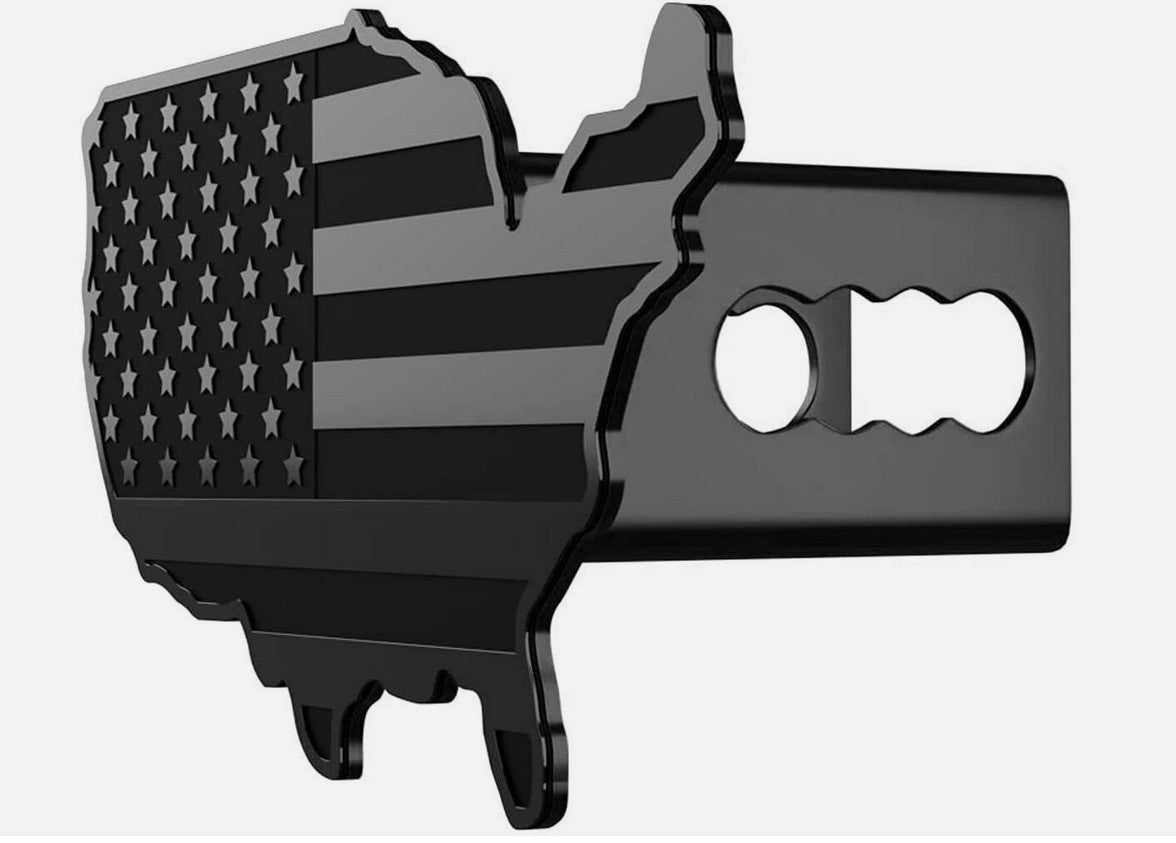 Car hook-on protective cover plug cap tow receiver 1.25 inch American flag map black for Chevrolet
