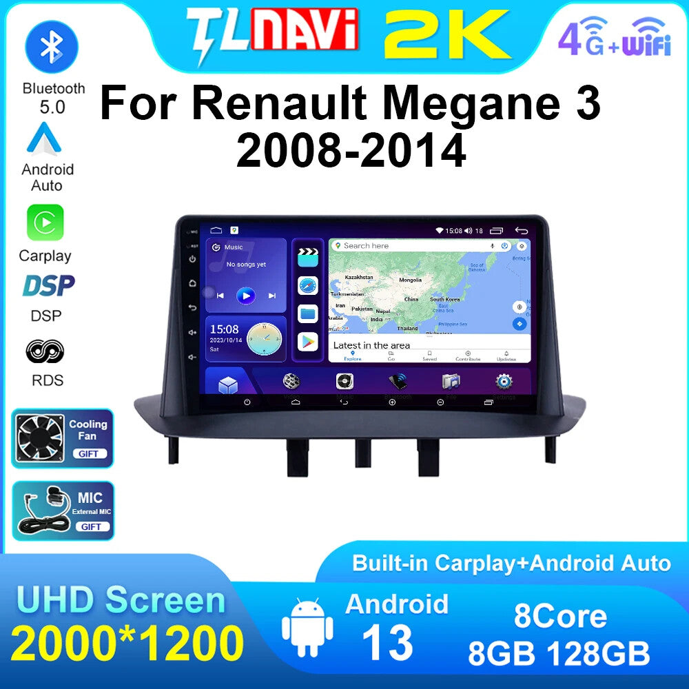 for Renault Megane 3 Fluence Car Auto Radio Multimedia Player GPS Screen