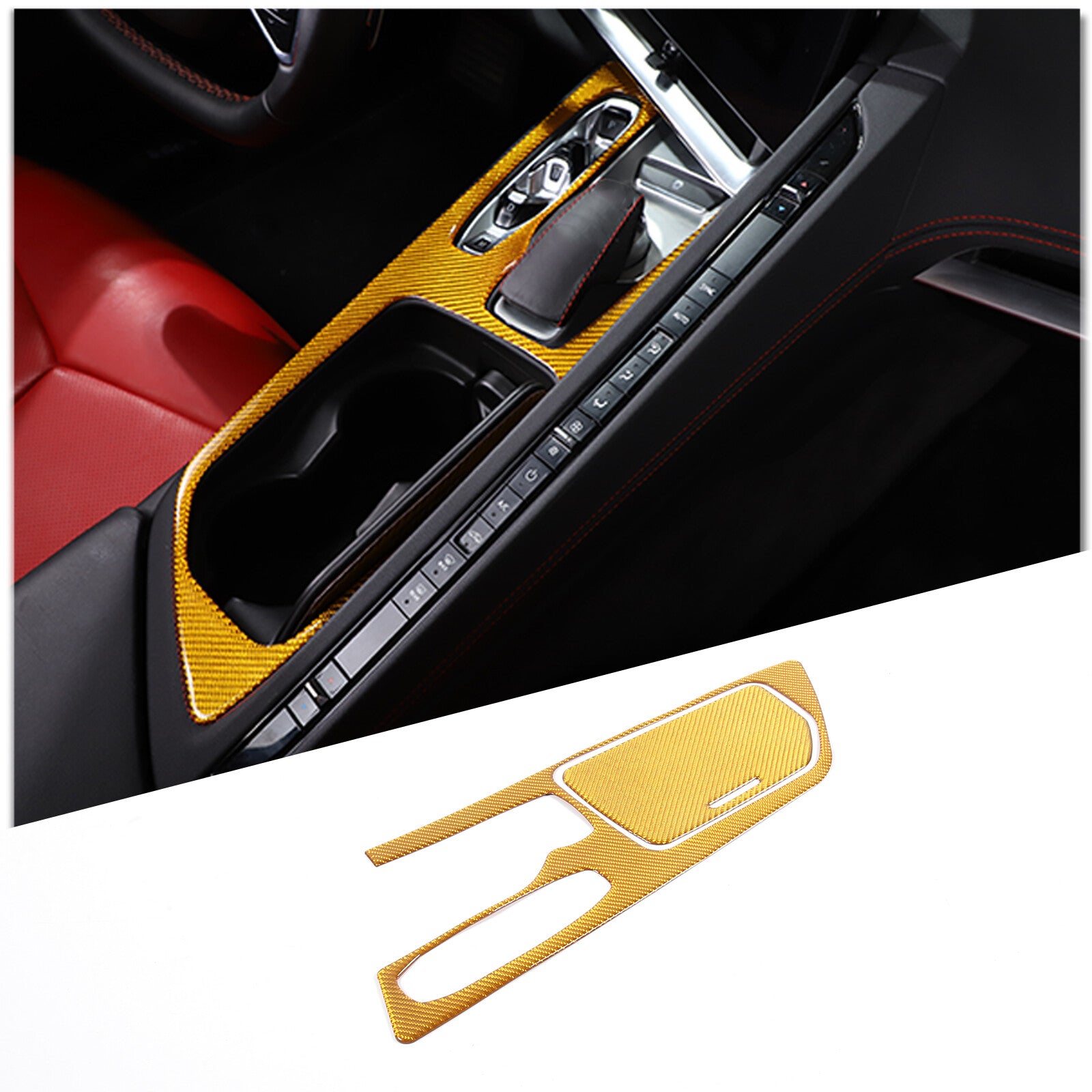 6-Piece Carbon Fiber Dashboard Side Panel Decal Trim for Corvette C8 2020-2023- v