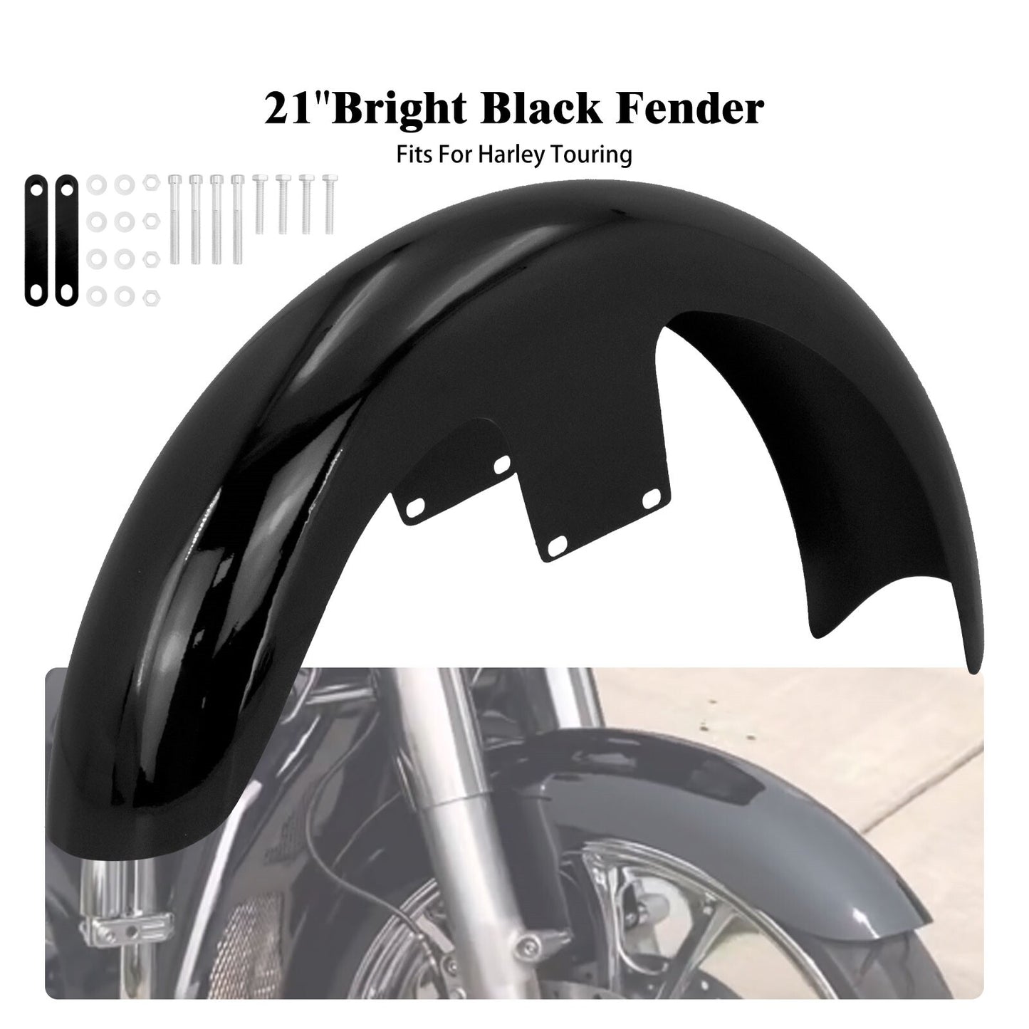 Gloss Black 120/ 21 Wrap Front Fender Fit for Harley Touring Electra Road Glide
