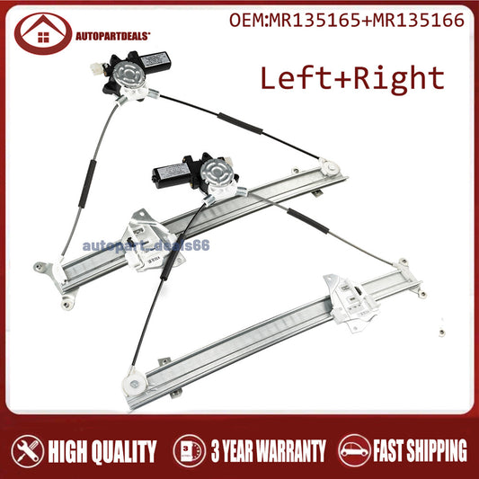 Power Window Regulator Front for Mitsubishi Montero 1992-00 Set of 2 With Motor Q