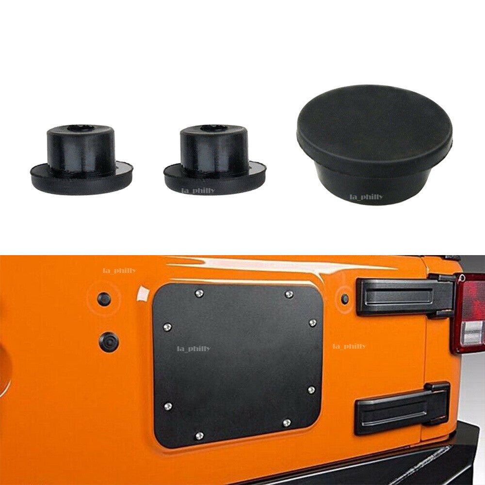 3x Tailgate Rubber Plug Dust Plugs Decor Cover Trim for Jeep for Wrangler JK 07-18