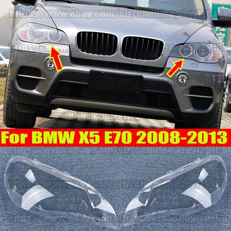 for BMW X5 E70 2008-13 Headlight Lens Lamp Cover Headlamp Shade Right/Left 2pcs