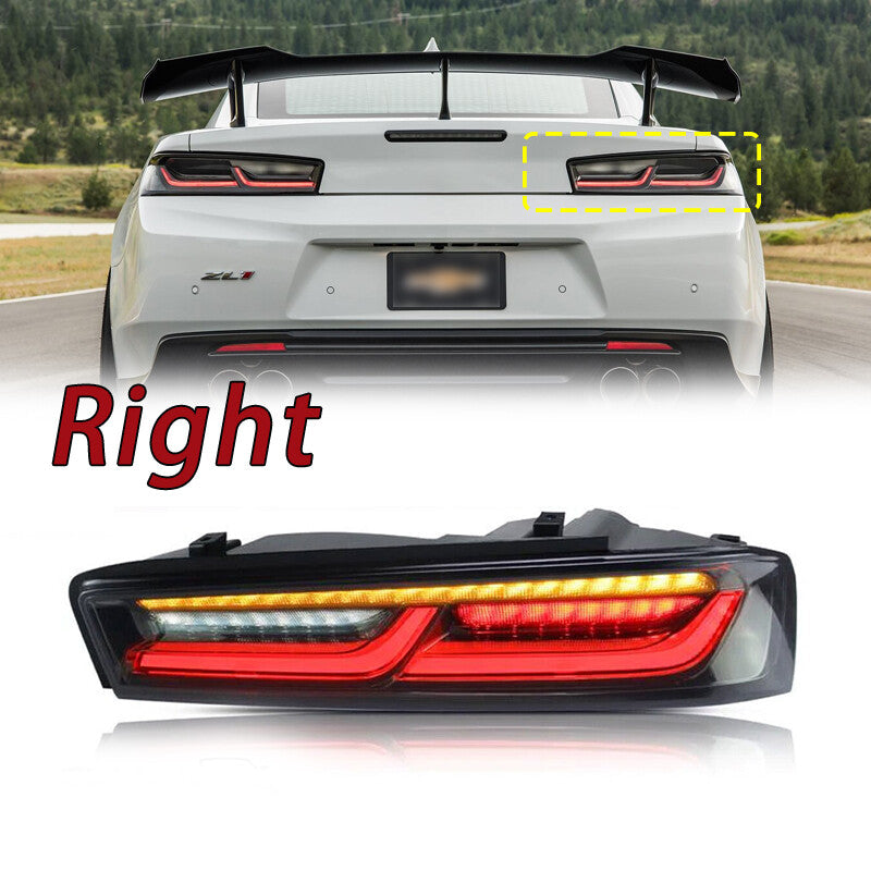 Right Side Smoked For 16-18 for Chevy Camaro 6th Gen LED Tail Lights Sequential