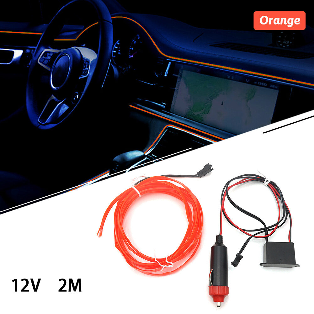 Orange Car Interior LED Neon Lights Decor Atmosphere El Wire String Strip Lamp