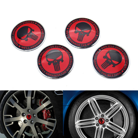 4x 56mm Wheel Center Hub Cap Car Auto Skull Emblem Badge Decal Sticker Q