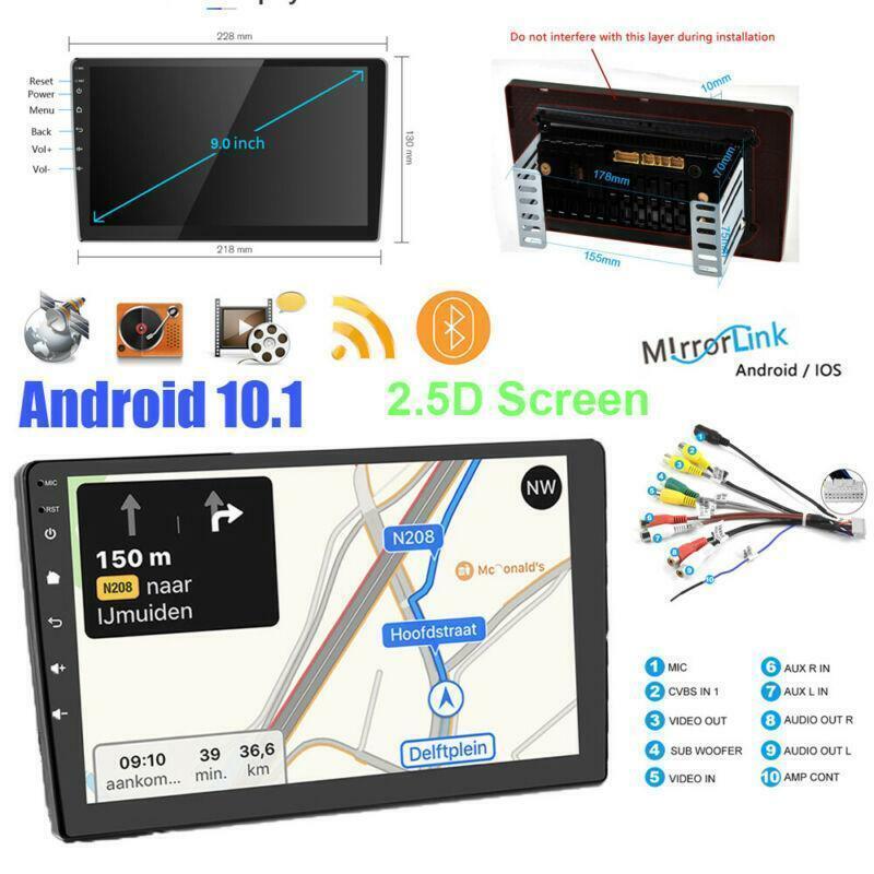 9 Android 10.1 1+16GB HD Car Stereo FM/RDS Radio GPS Navigation MP5 Player WiFi