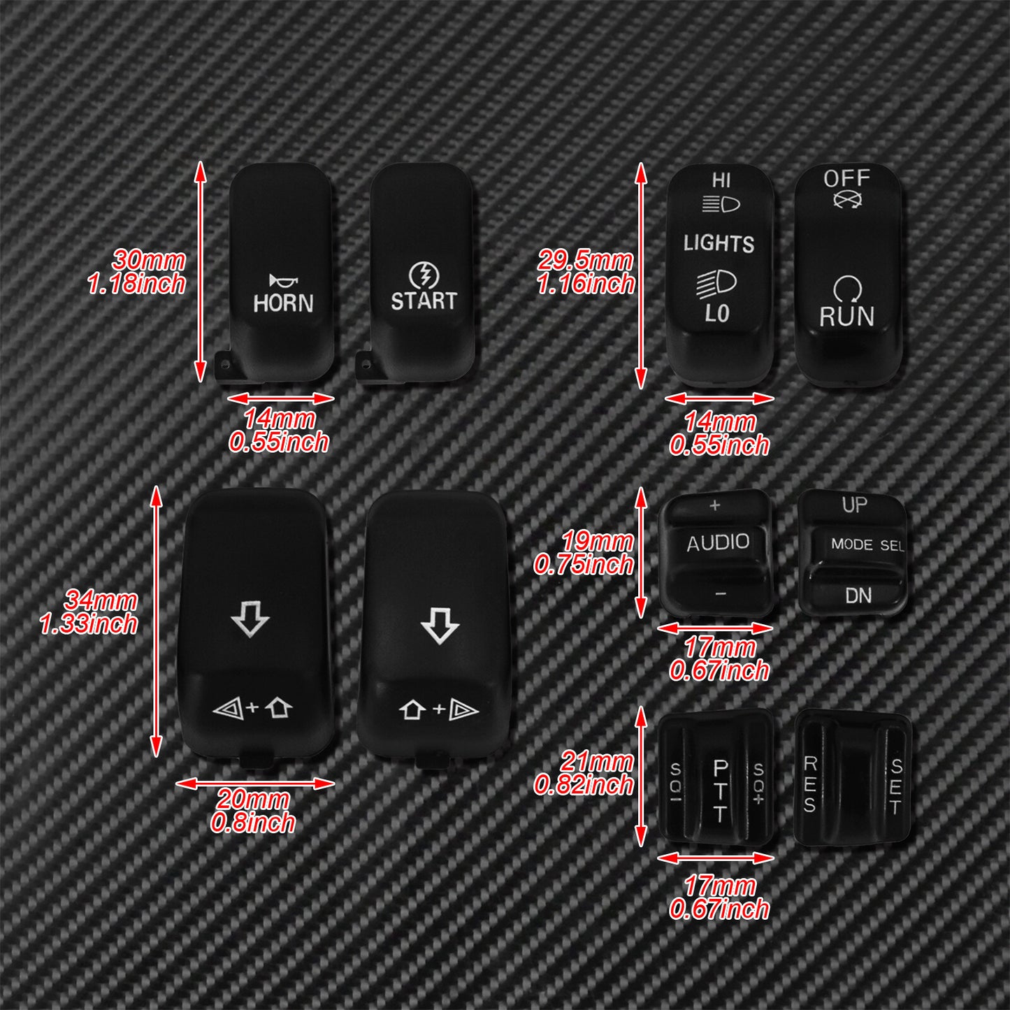 Chrome Handlebar Control Switch Housing Cover + Cap Buttons for Harley Touring Q