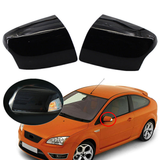 Spiegelkappen Au?enspiegelkappe Auto Gl?nzend schwarz f¨¹r for Ford Focus 2005-2008