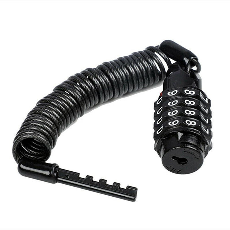 Motobike Steel Wire Cable Tough Combination Security Password Helmet Lock Black