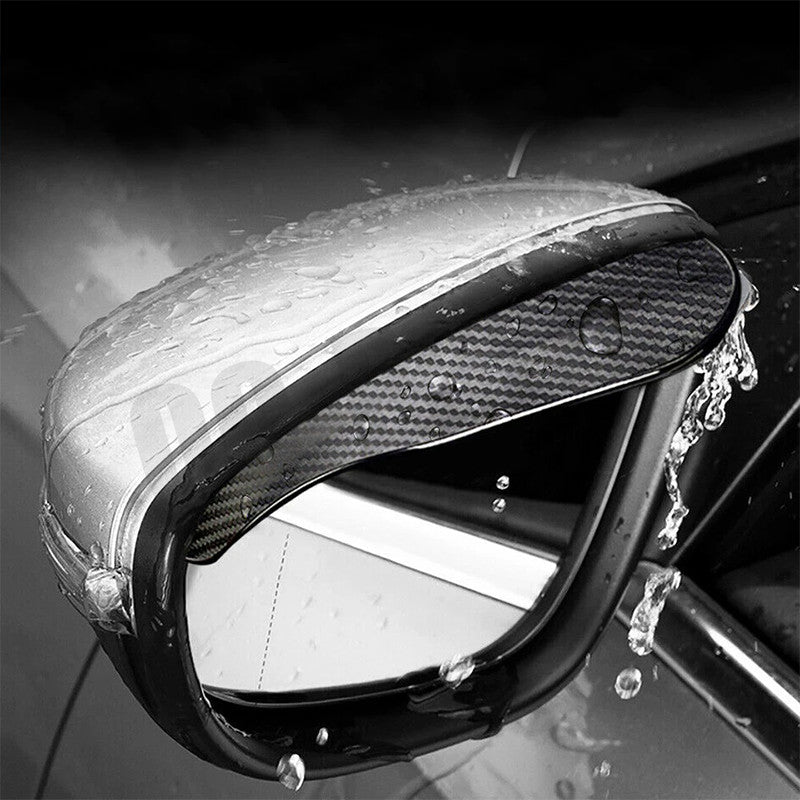 Black Carbon Fiber Car Mirror Rain Visor Guard Trim For Car Exterior Accessories