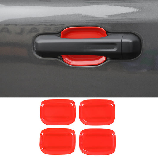 4¡ÁRed ABS Outer Side Door Handle Bowl Cover Trim for Jeep Gladiator JT 2020-2022