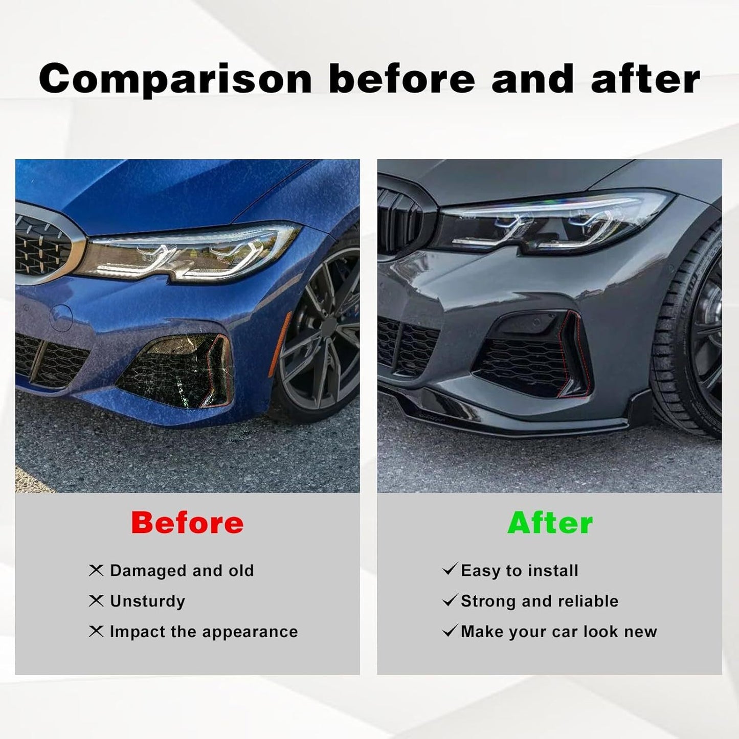Set 2 Front Bumper Side Grill Black Trim For 3' G20 G21 M340i n