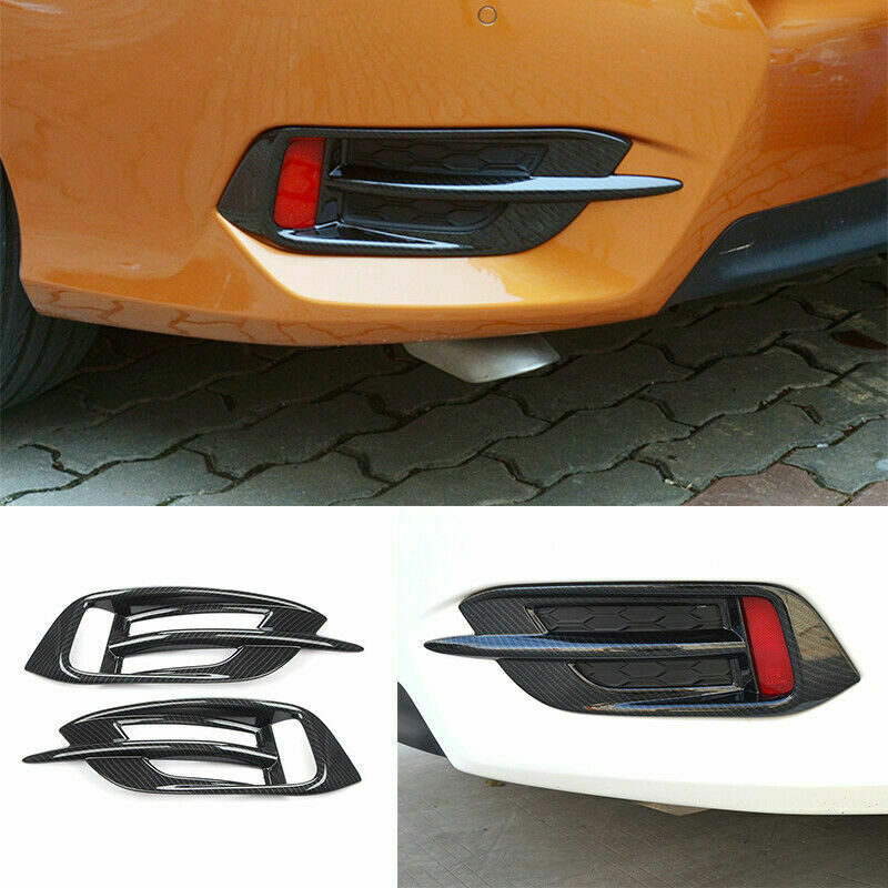 for HONDA for Civic 10th 2016-21 Carbon Fiber Rear Fog Light Lamp Grille Cover Trims