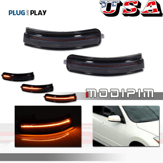 Black strip sequential LED side mirror flashing signal light suitable for 07-13 Altima- v