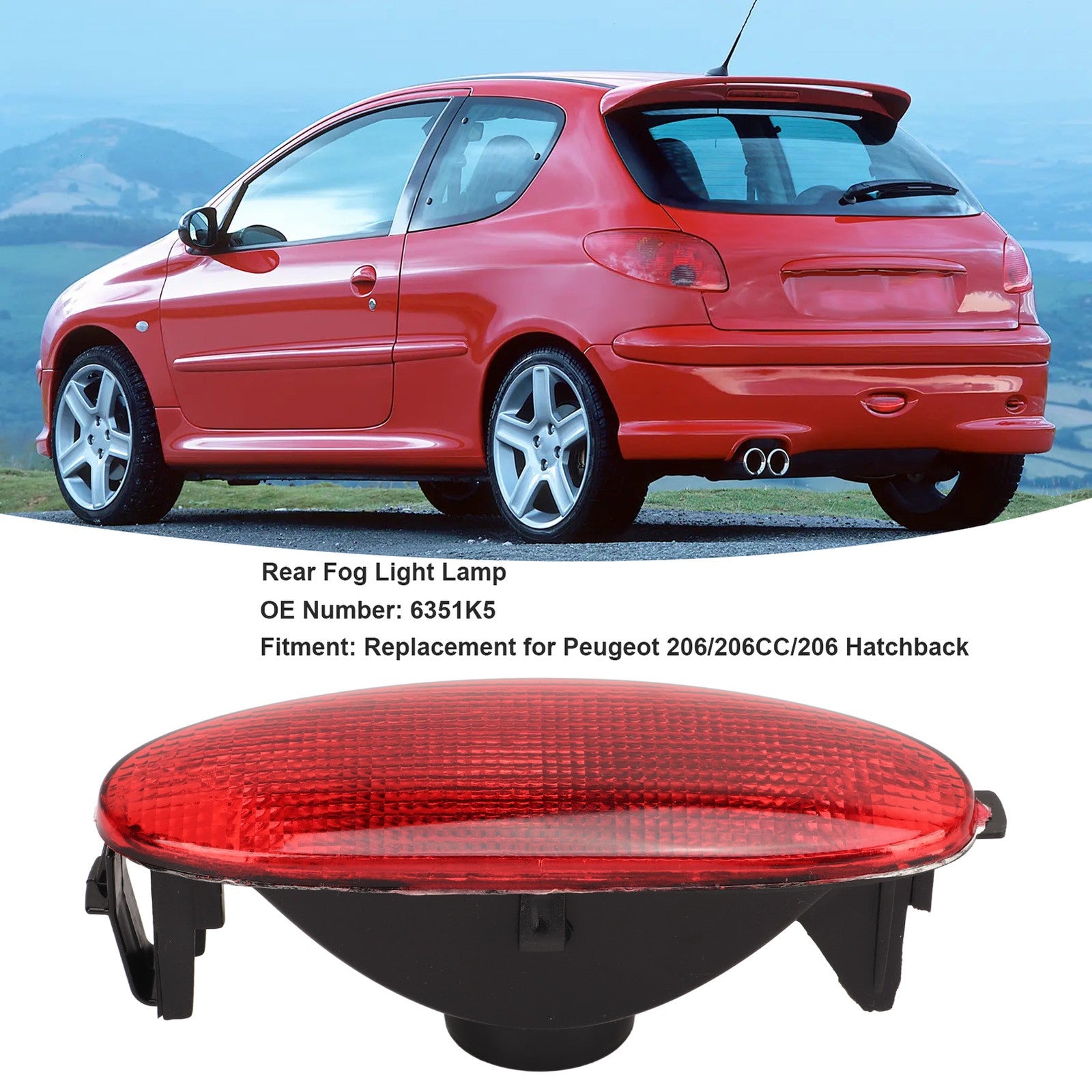 Rear Fog Light Lamp Energy Saving Wearresistant 6351K5 Rear Fog Lamp Waterproof