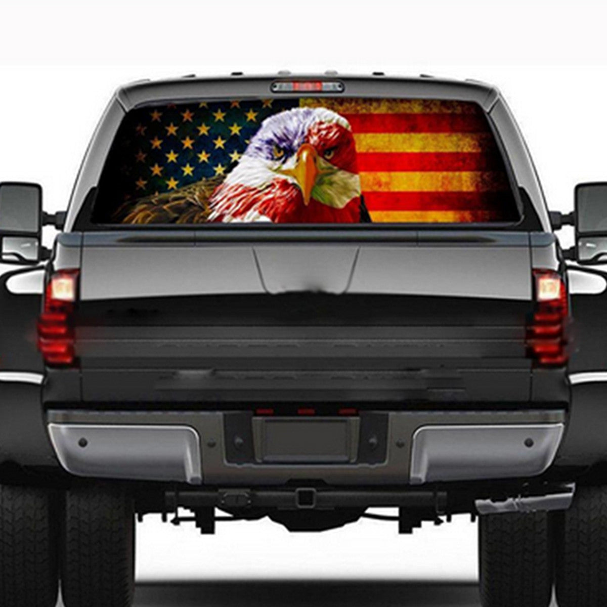 American Flag Banner Rear Window Graphic Decal Sticker Fit  for ford  F150 F350