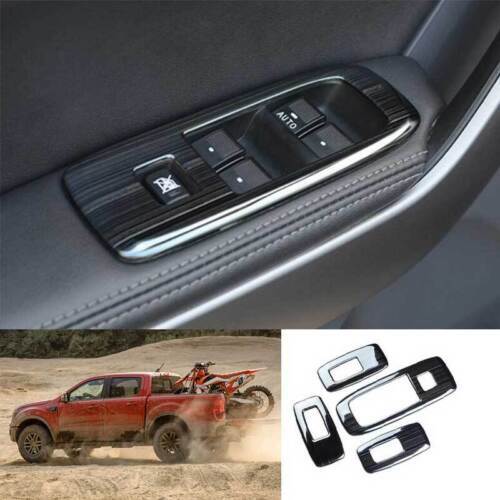 for Ford Ranger 2015-2023 Black Titanium Window Lift Panel Switch Cover Trim 4PC