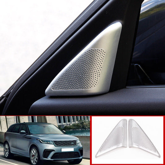 for Range Rover Velar 2018-23 Silver Alloy A Pillar Speaker Sound Cover Trim 2X
