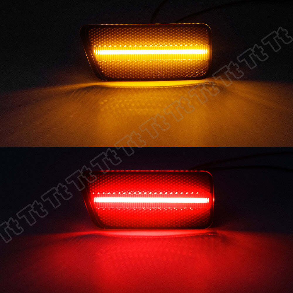 Smoked LED Front and Rear Bumper Side Marker Lights for 2021-24 for Mustang Sport 4pcs - v