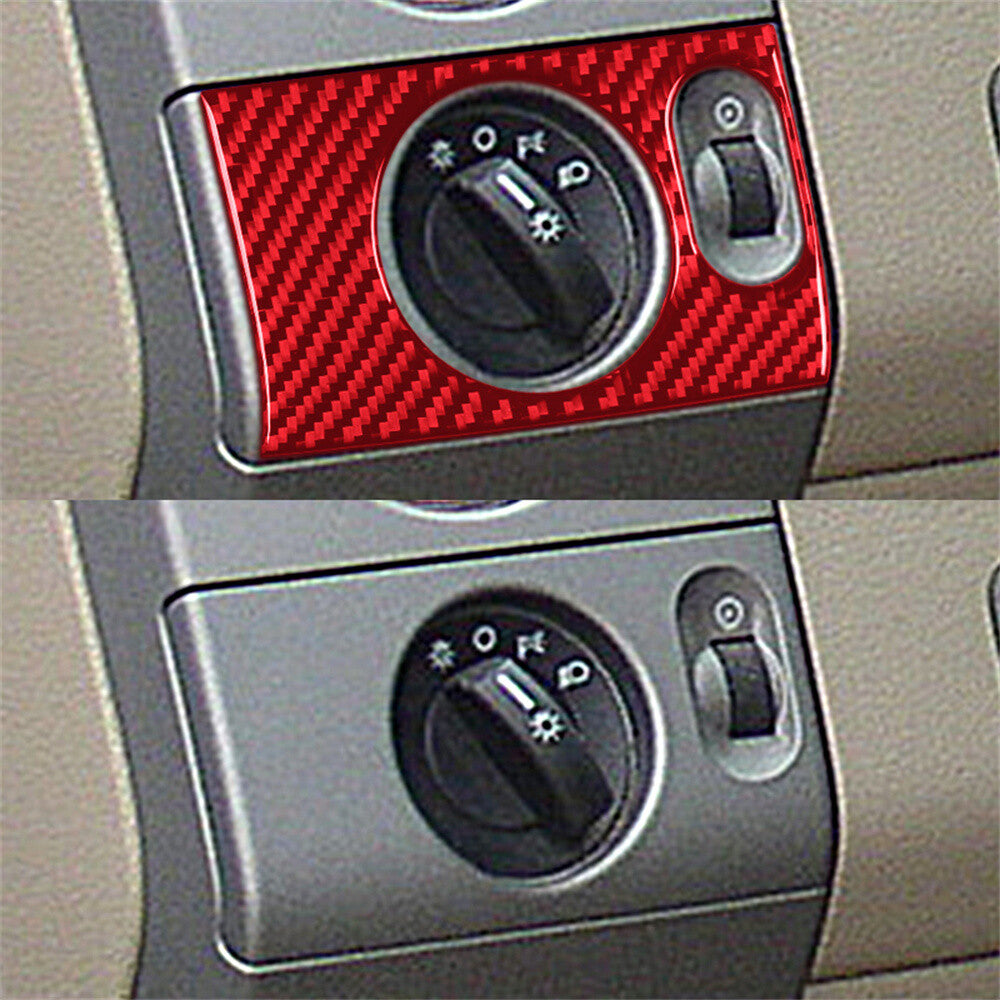 for Ford F-150 FX4 2004-08Red Carbon Fiber Interior Headlight Switch Button Trim