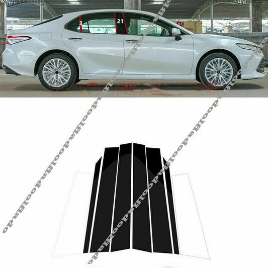 Decor Glossy Black Pillar Posts 6ps Door Cover Trim for Toyota for Camry 2018-2022