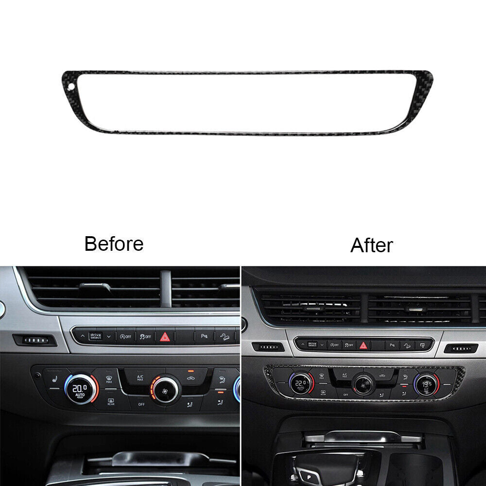 for Audi A4 B9 2017-2019 Carbon Fiber Rear Ashtry Panel Decorative Cover Trim v