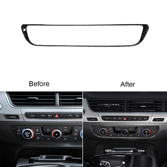 for Audi A4 B9 2017-2019 Carbon Fiber Rear Ashtry Panel Decorative Cover Trim v