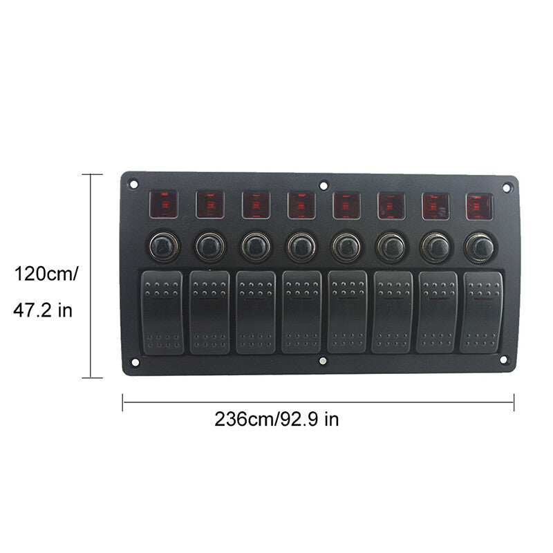 8 Gang 12-24V Enclosed Rocker Switch Panel Car Marine Boat Circuit Led Breaker v