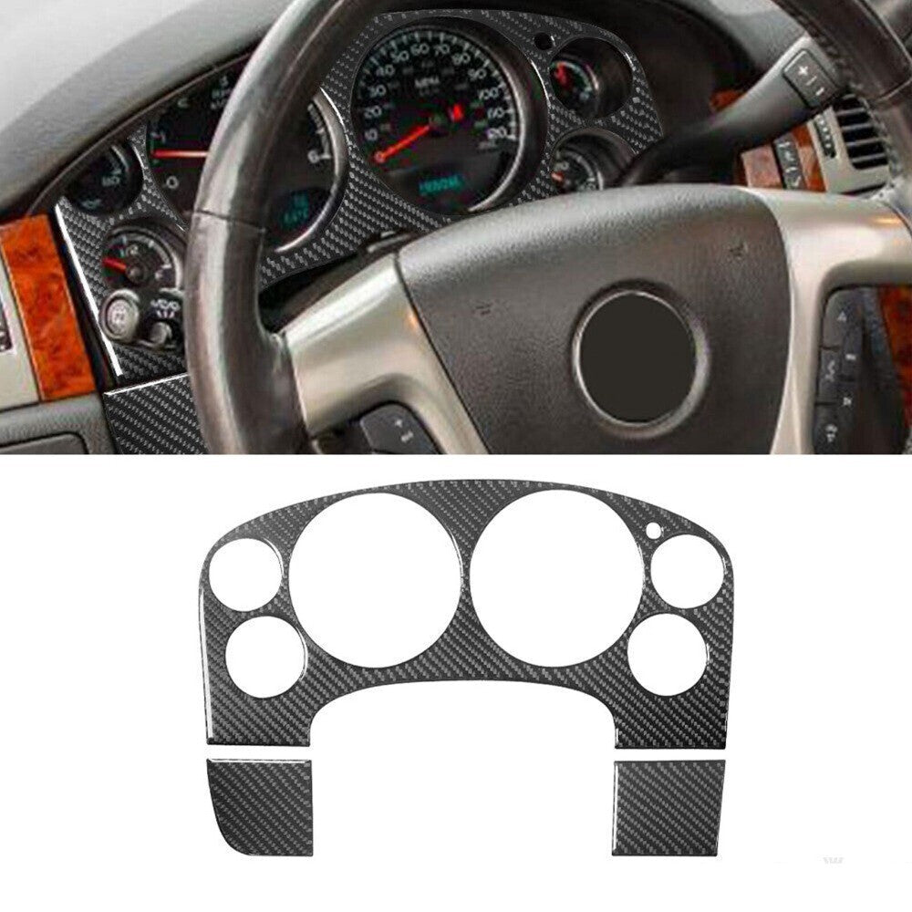 3Pcs Carbon Fiber Interior Speedometer Cover Trim For Tahoe/Silverado/ for Sierra New n