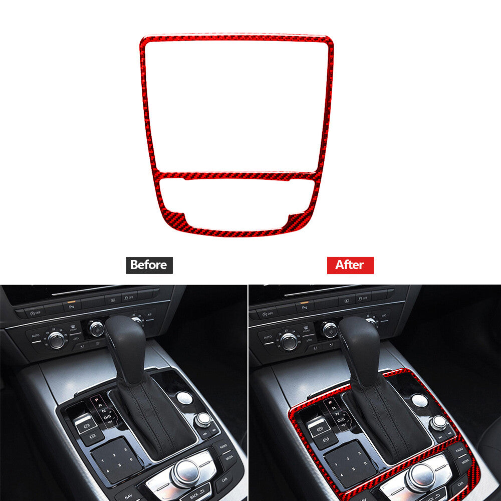 Red carbon fiber panel decorative trim for Audi A6 A7 2012-2018