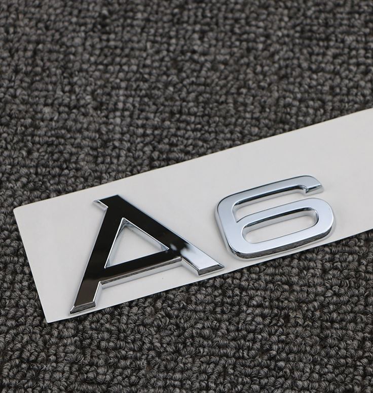 for Audi ABT Car Side Fender Sticker Badge Stainless Steel Red Chrome 2 Pcs- v