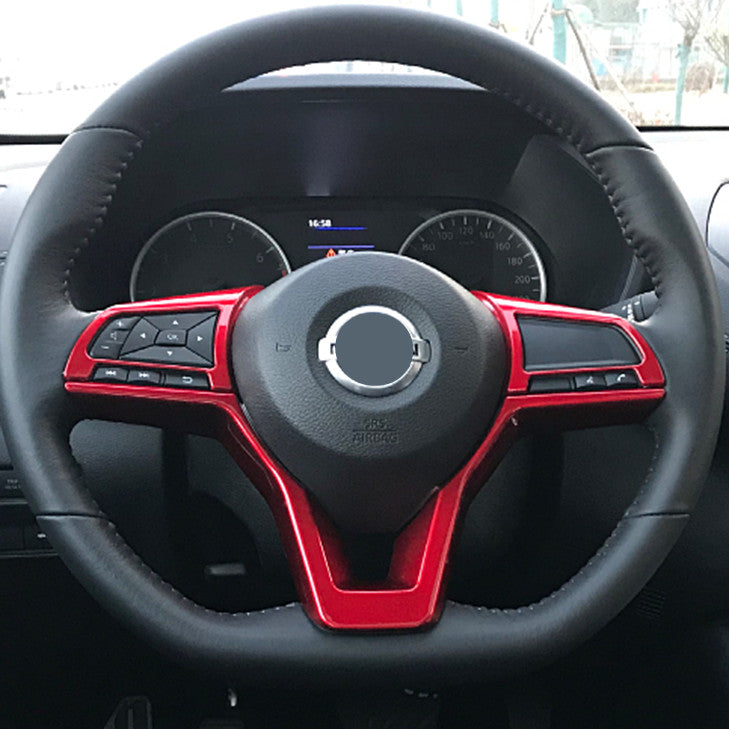 Fit for KICKS 2021-2024 ABS Bright Red Steering Wheel Decor Frame Trim v