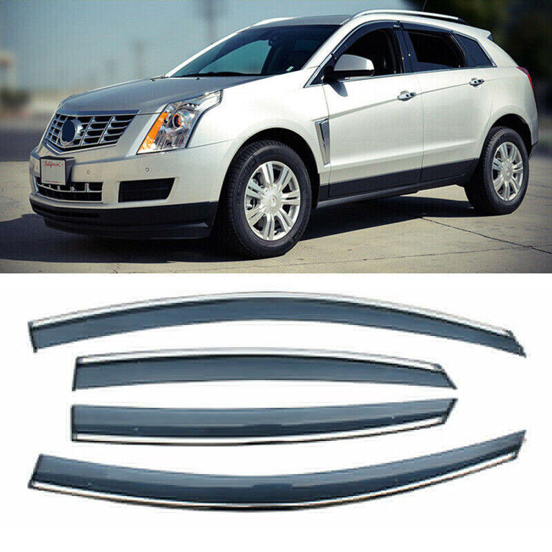 for Cadillac SRX 2010-2016 W/Chrome Side Window Visors Guard Vent Deflectors