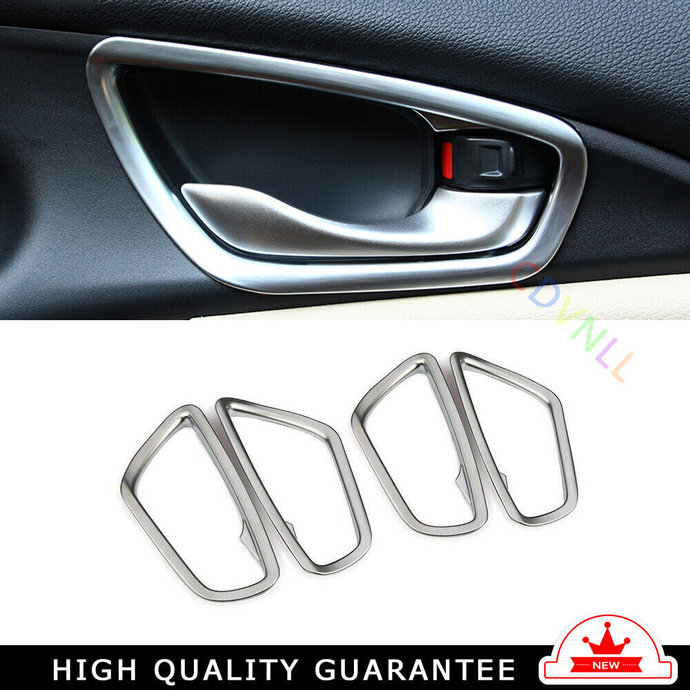 Inner Door Handle Bowl Cover Trim 4 for Honda for Civic 10th 2016-2021 Silver Matte