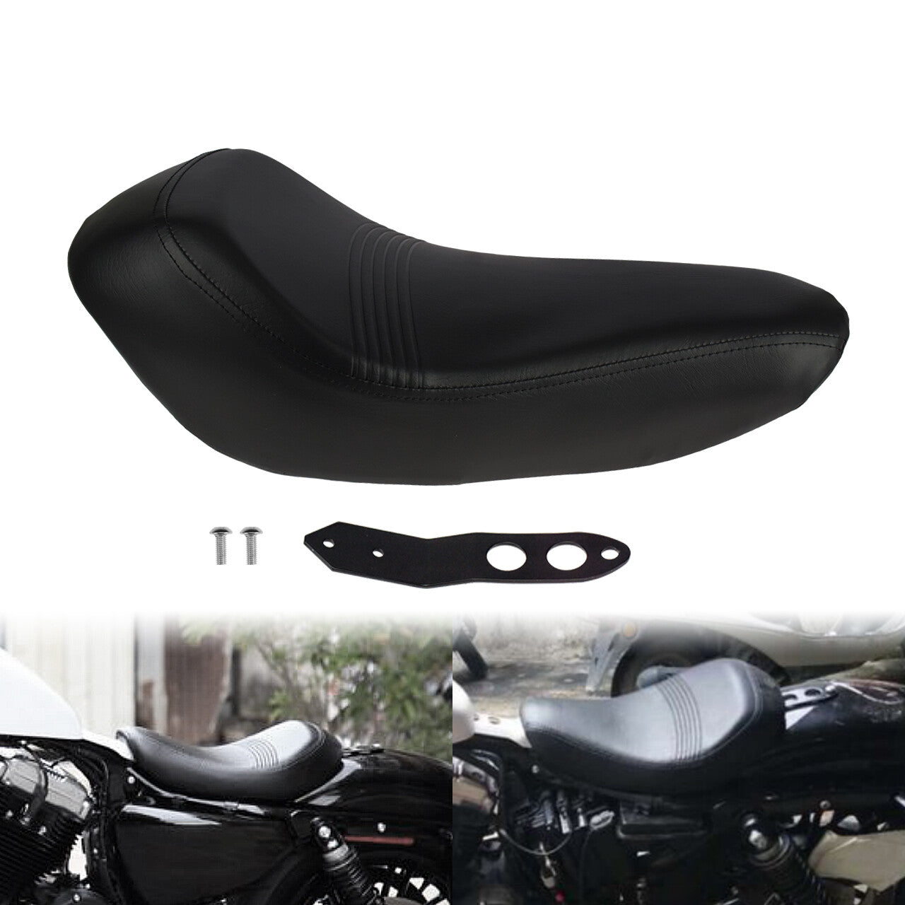 Black Front Rider Driver Solo for Seat Cushion Fit For Sportster XL1200 48 2016-2020