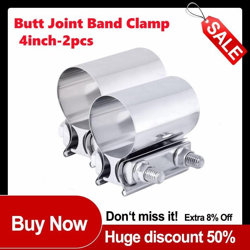 Butt combined exhaust with 4-inch stainless steel sleeve connector and sealing clip