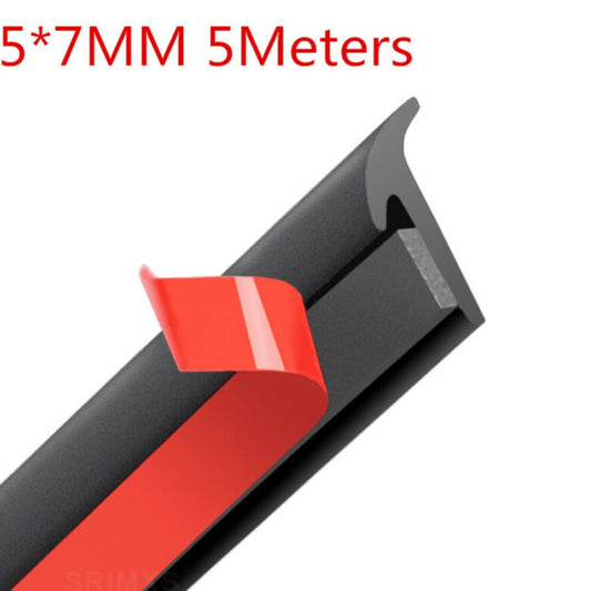 5M T-Type Rubber Sealing Strip/Black For Car Edge Trim Bumper Lip Side Skirt 1pc v