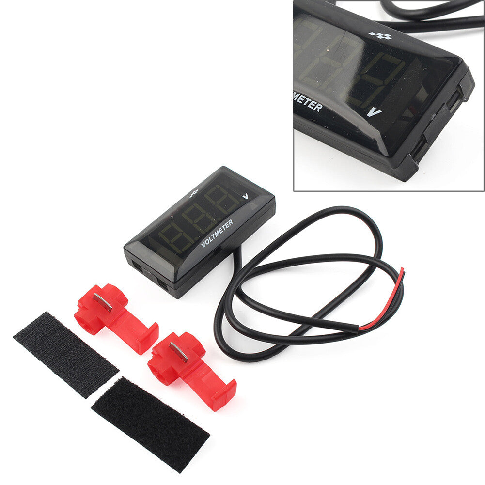 12V Motorcycle Digital LED Display Voltmeter Voltage Gauge Panel Meter Black Q