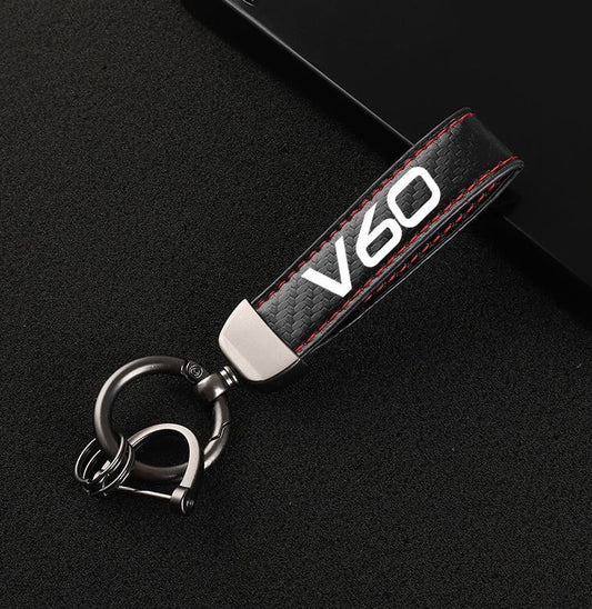 Suitable for V60 car keychains, key rings, key fobs, car accessories, black and red