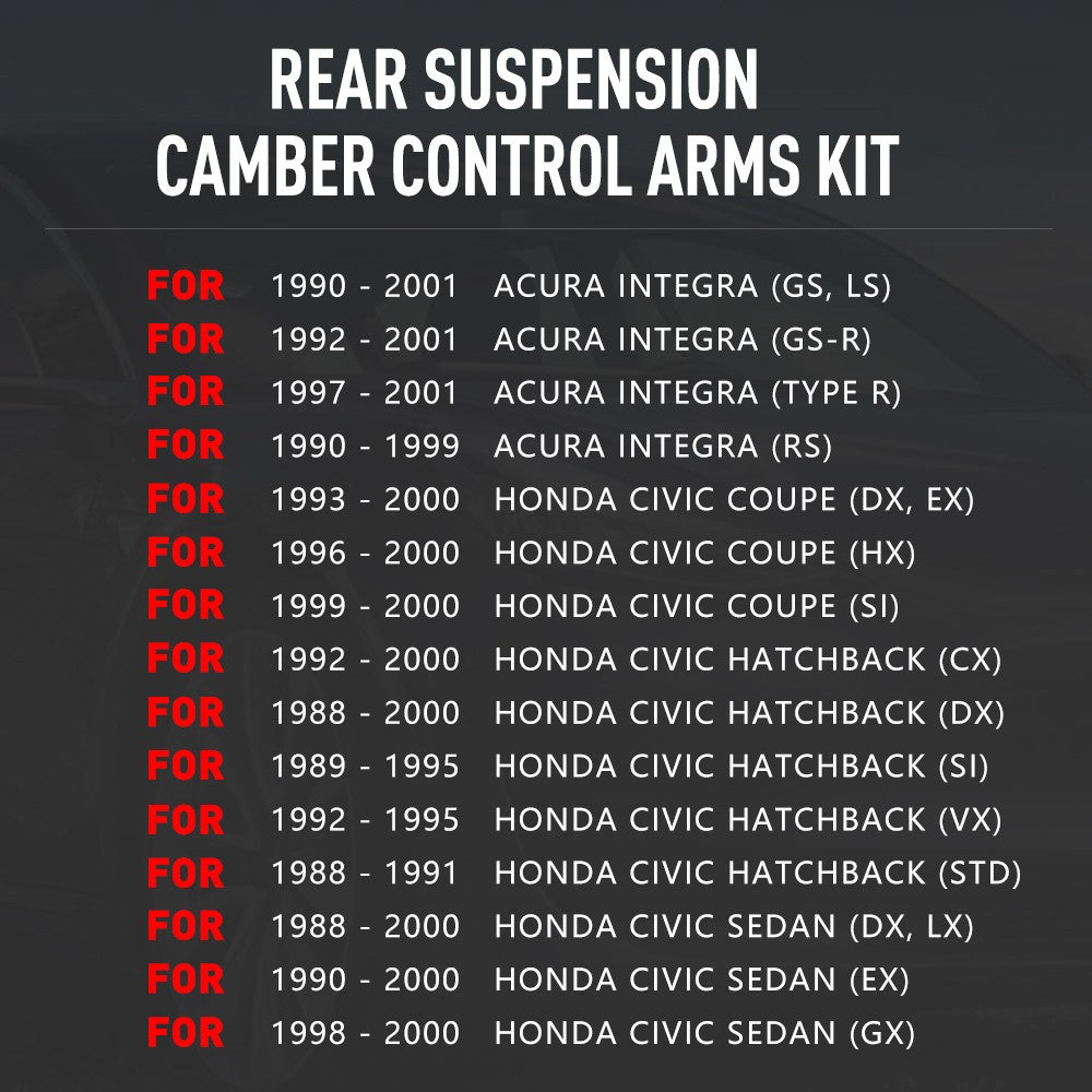 for Honda for Civic 88-00 EF EG EK 90-01 Integra Rear Control Camber Arms Kit Red