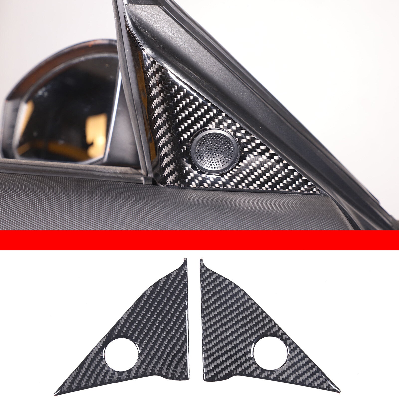 Two carbon fiber front door A-pillar speaker cover trims for 350Z (2003-06) n
