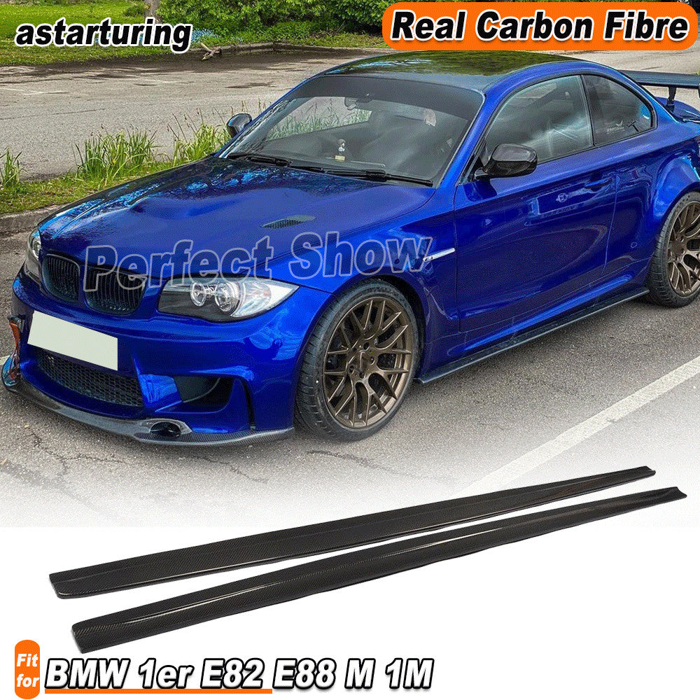 2x REAL Carbon Side Skirts Extension Spoiler for BMW 1 Series E82 E88 M 1M 11-16