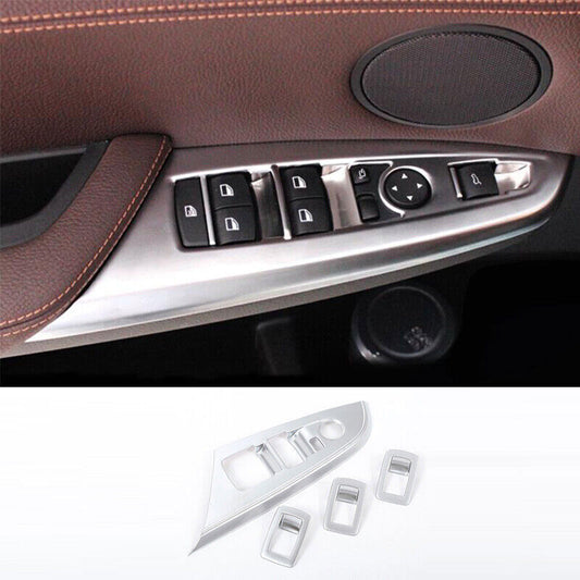 for BMW X3 F25 2011-2017 ABS Silver Window Lock Lift Switch Panel Frame Trim 4P