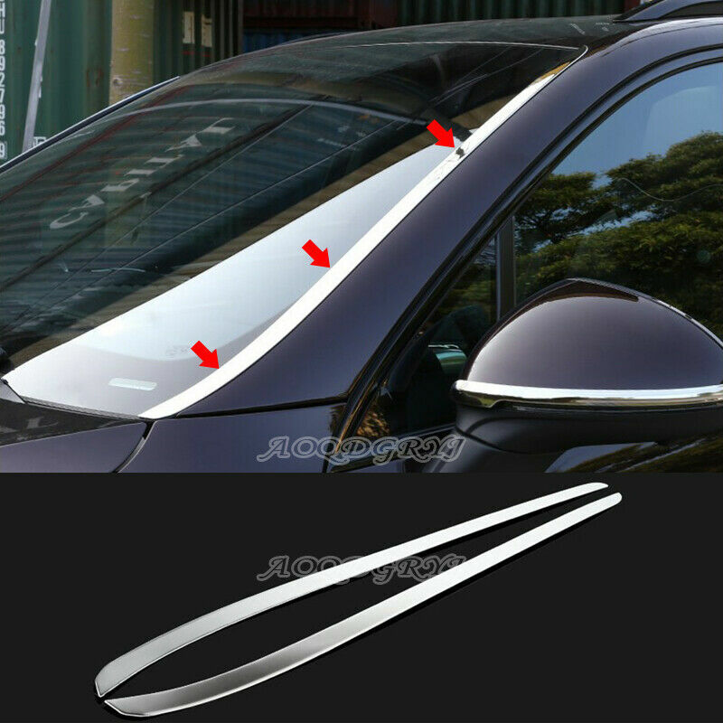 for Porsche for Cayenne 2014-2017 Chrome Front Windshield Side Trim Strip Covers 2X