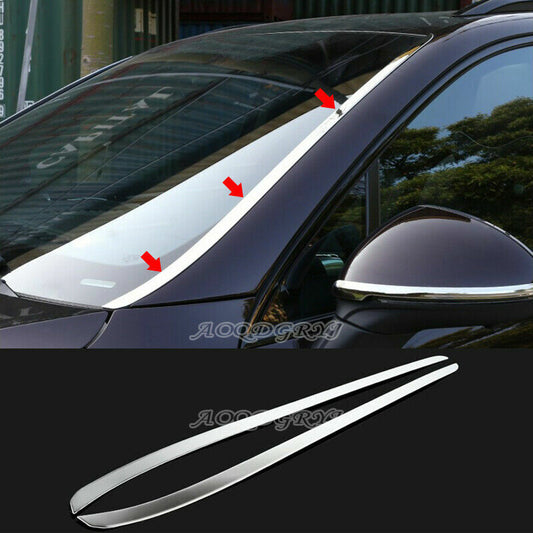 for Porsche for Cayenne 2014-2017 Chrome Front Windshield Side Trim Strip Covers 2X